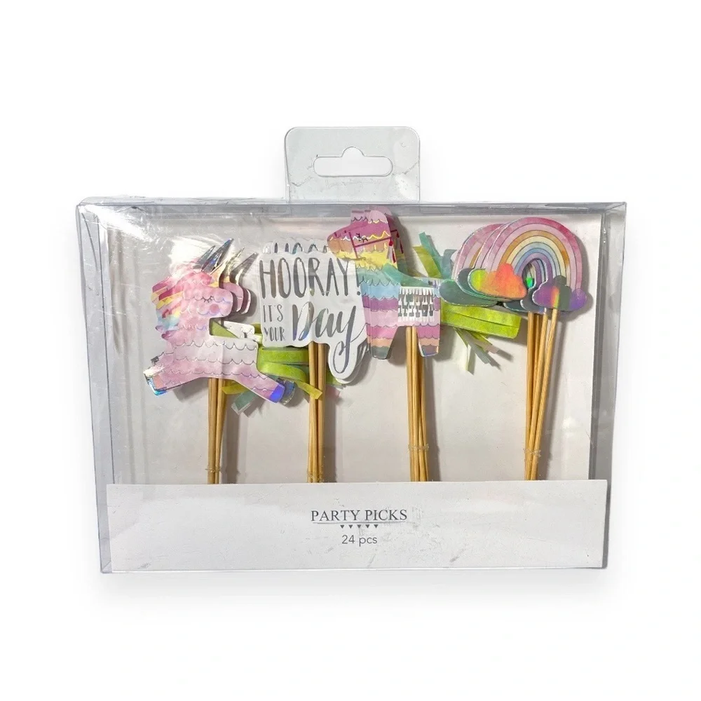 Pastel‎ Unicorn Party Decorations Picks Fans Photo Booth Tag Kit Stickers Stamp